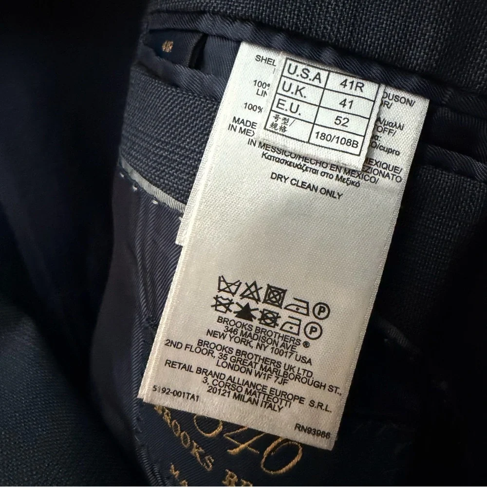 Brooks Brothers Men’s 346‎ Madison Fit Wool Blazer Navy Plaid 41R Workwear